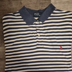 Ralph Lauren Blue and White Striped Polo